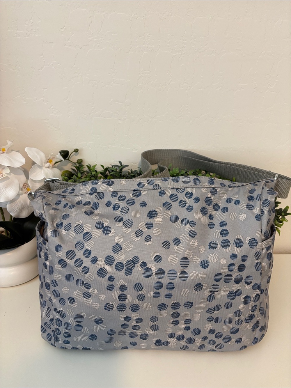 Kipling Women's Gray Blue Dot Nylon Crossbody Bag - Picture 2 of 11
